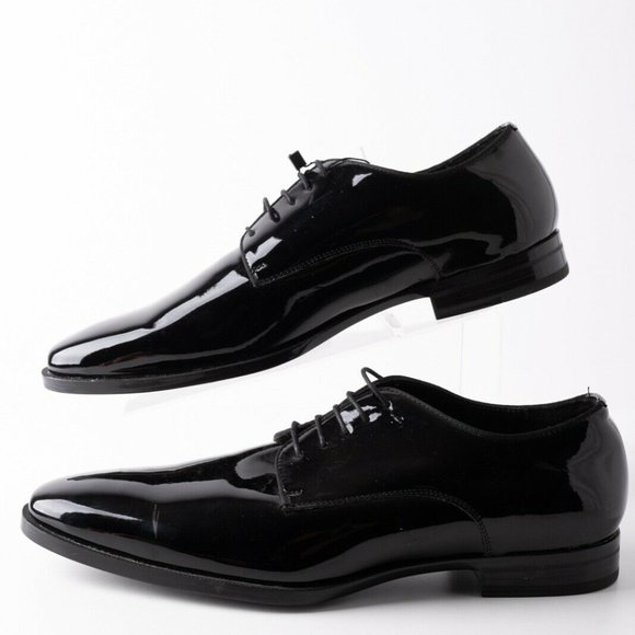 Zara Mens Black Derby Shoes Patent Finish Sz 12 45 - Picture 5 of 11
